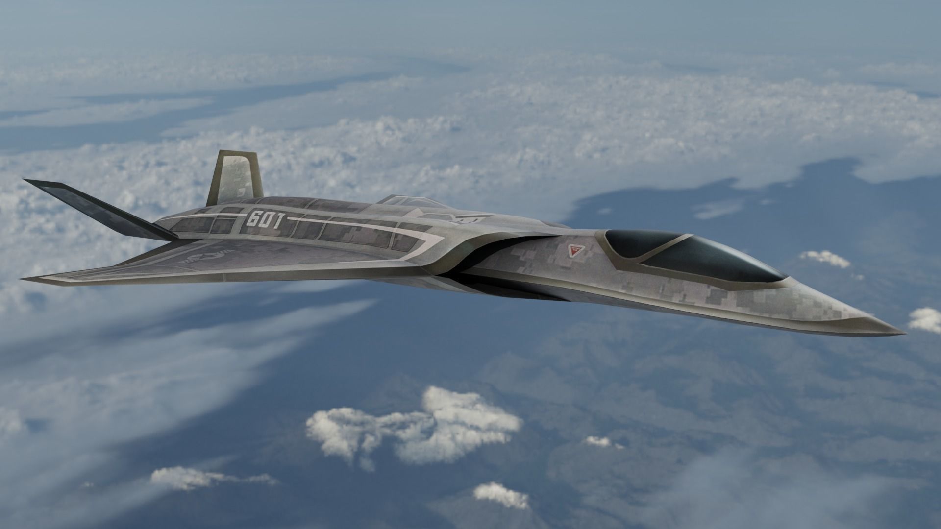 F-X  NGAD concept aircraft painted game model Low-poly 3D model Low-poly 3D model_10