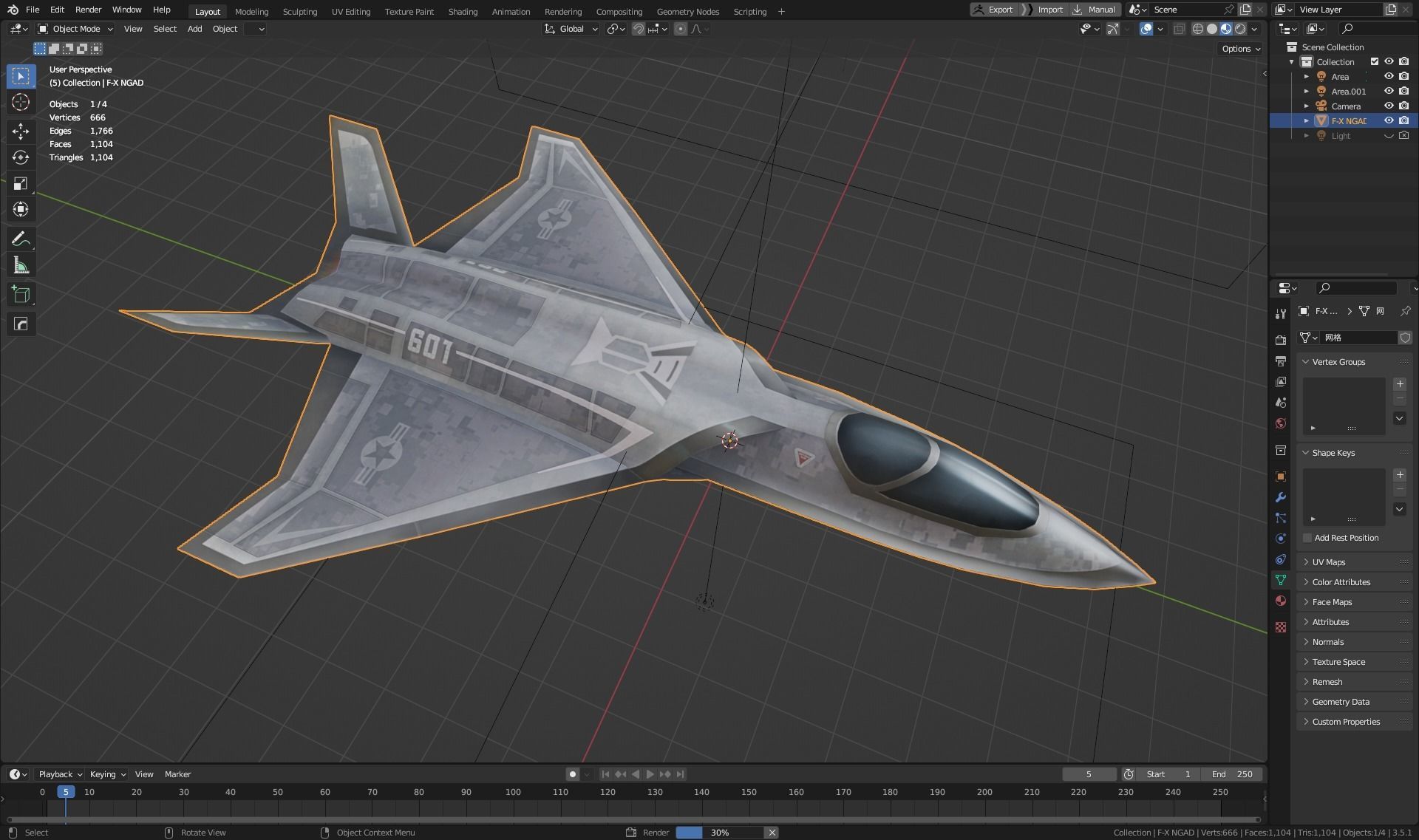 F-X  NGAD concept aircraft painted game model Low-poly 3D model Low-poly 3D model_15