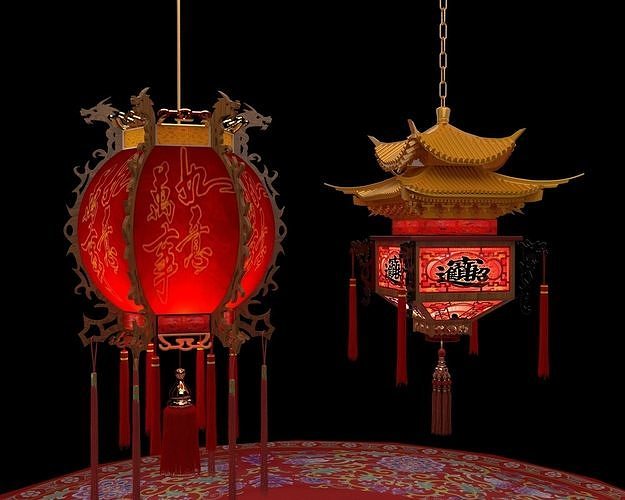 Chinese red lantern 3D model