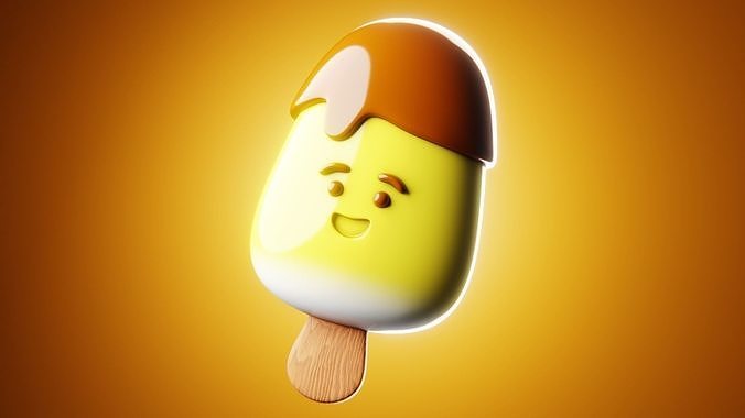 Smiling Ice Cream - Cute Stylized Character 3D model