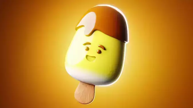 Smiling Ice Cream - Cute Stylized 3D Cartoon Character