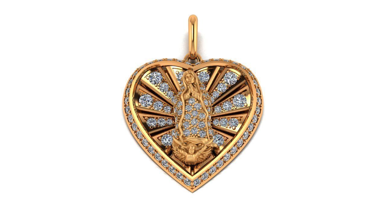 Virgen Guadalupe en forma de corazon 3D print model_1