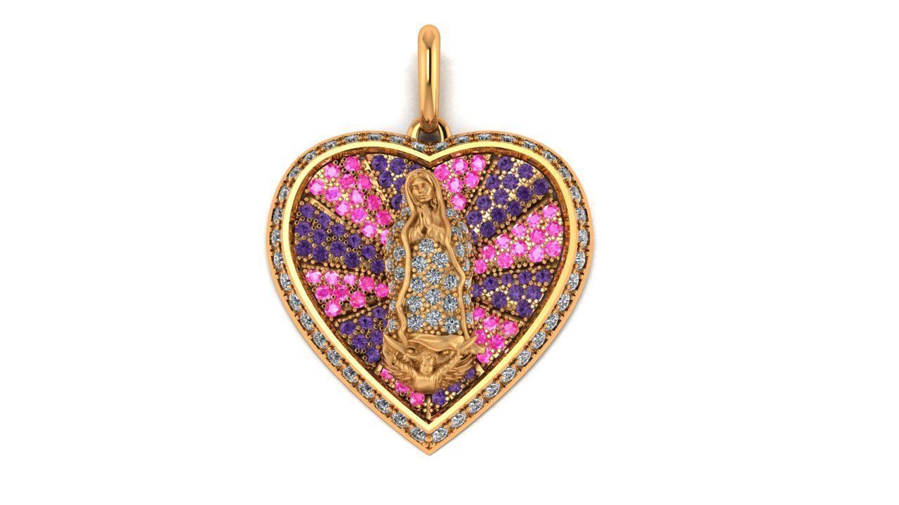 Virgen Guadalupe en forma de corazon 3D print model_5