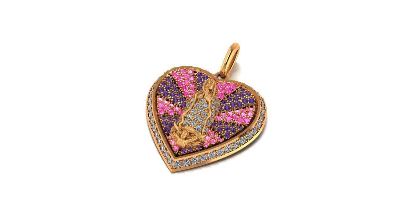 Virgen Guadalupe en forma de corazon 3D print model_4