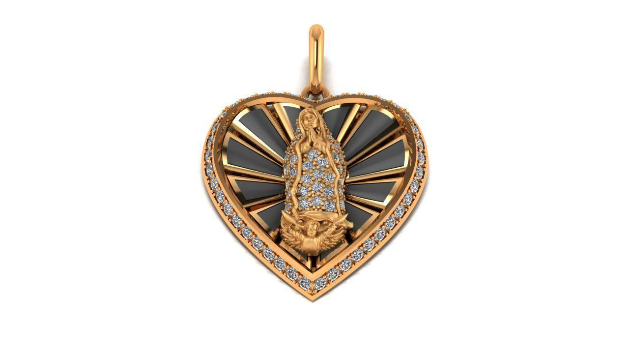 Virgen Guadalupe en forma de corazon 3D print model_3