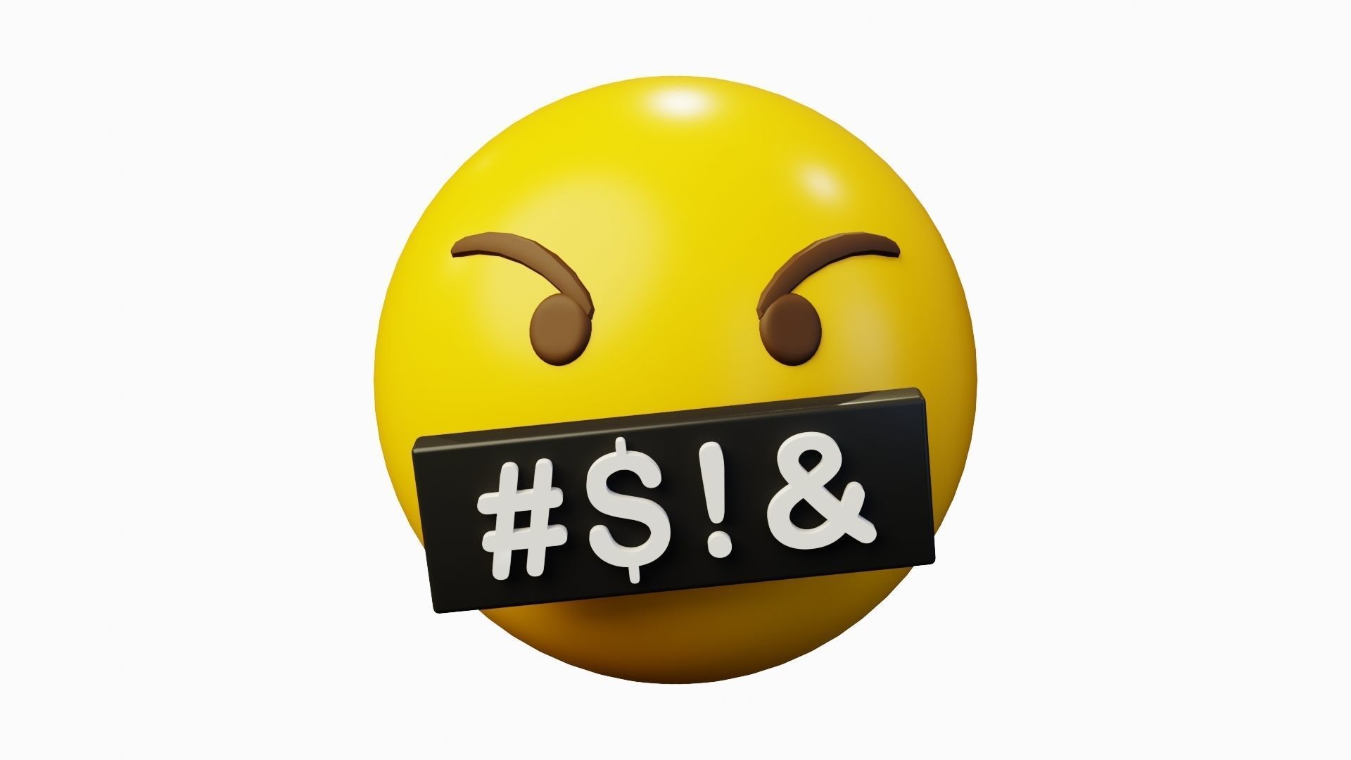 Cursing Word Censored Emoticon Emoji or Smiley 3D model_2