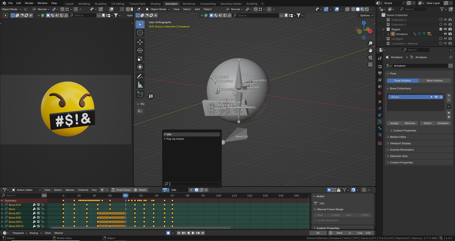 Cursing Word Censored Emoticon Emoji or Smiley 3D model_9