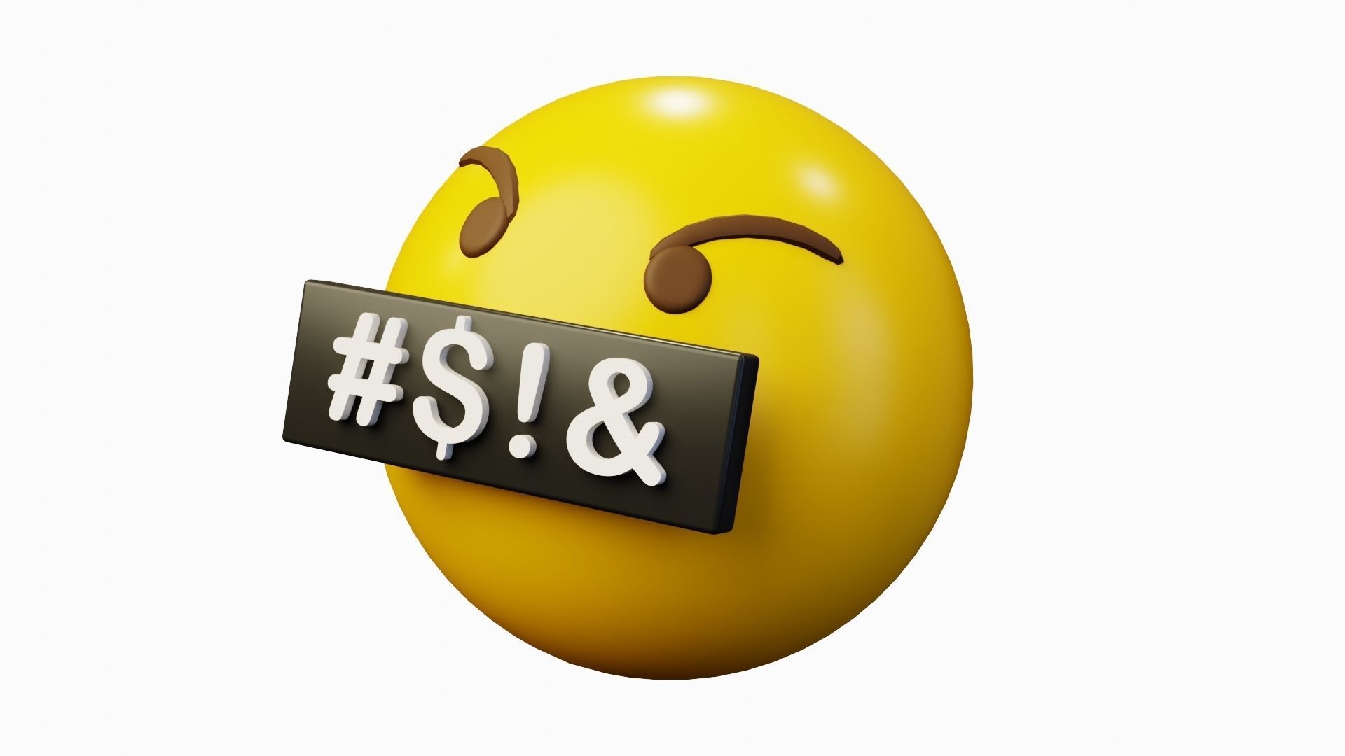Cursing Word Censored Emoticon Emoji or Smiley 3D model_5
