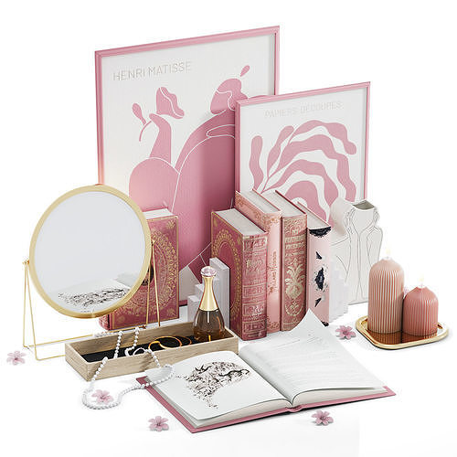 Pink decorative set 3D model