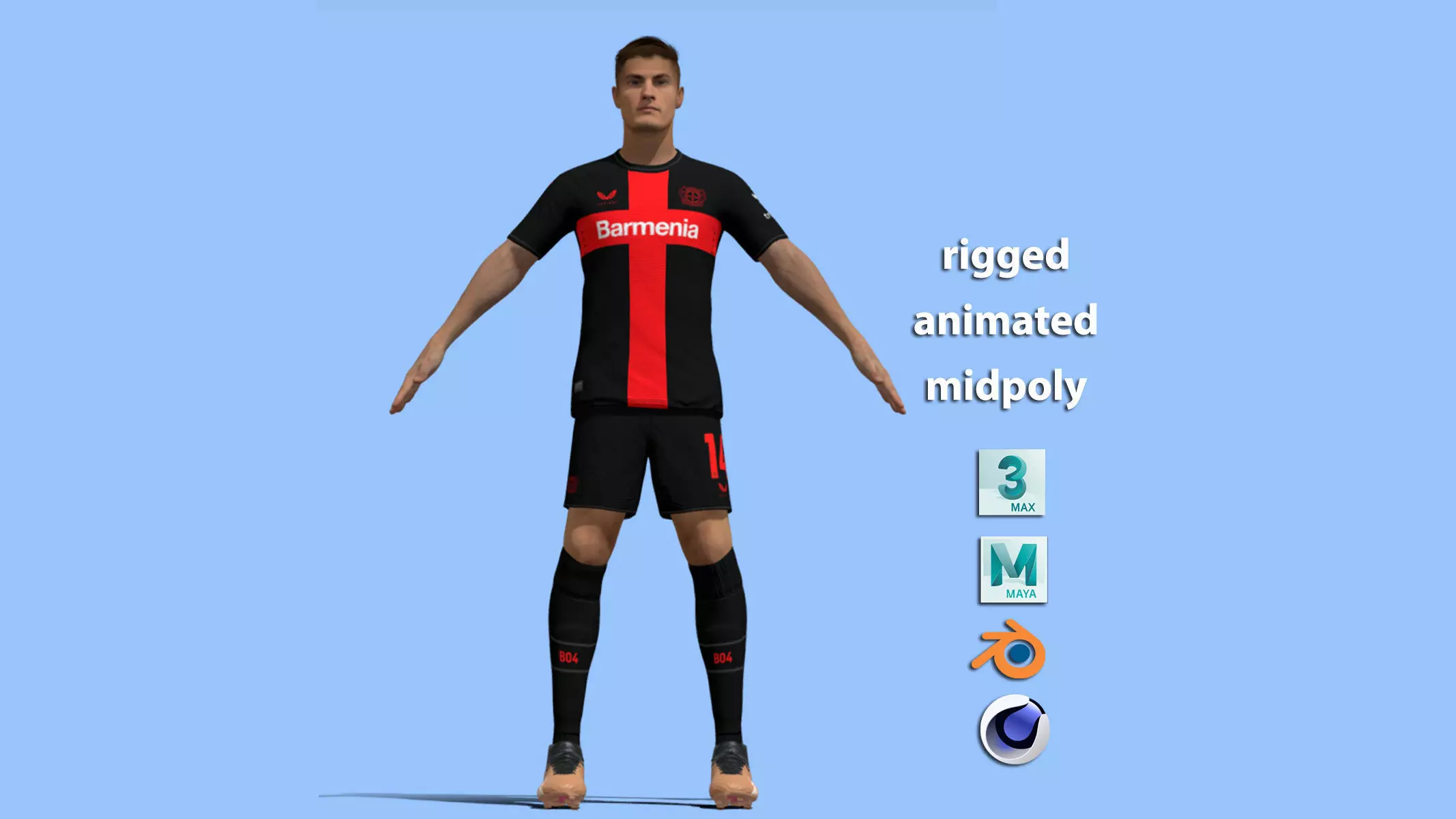 T-Pose Rigged Patrik Schick Leverkusen 3D model