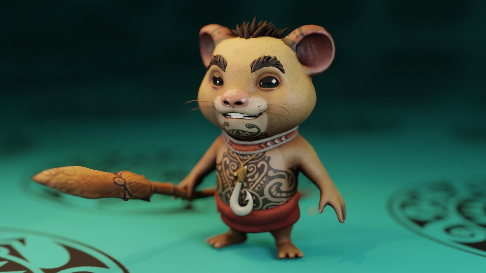 Maori Mouse - Game Ready Hero Character Low-poly 3D model_2