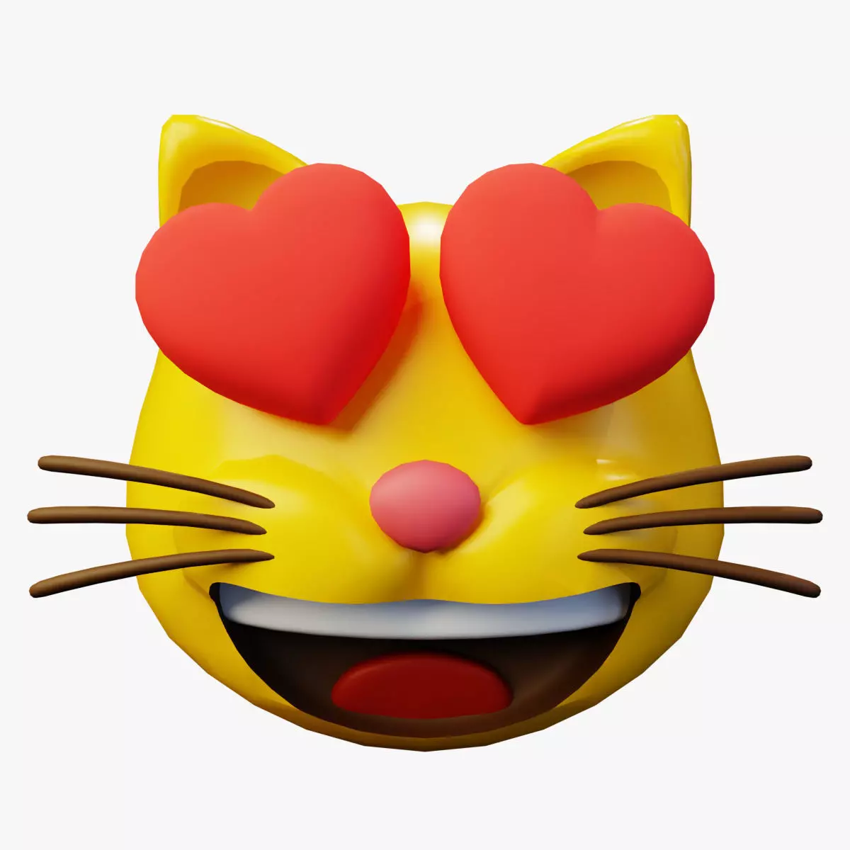 Heart eyes Cat Emoticon Emoji or Smiley 3D model_0
