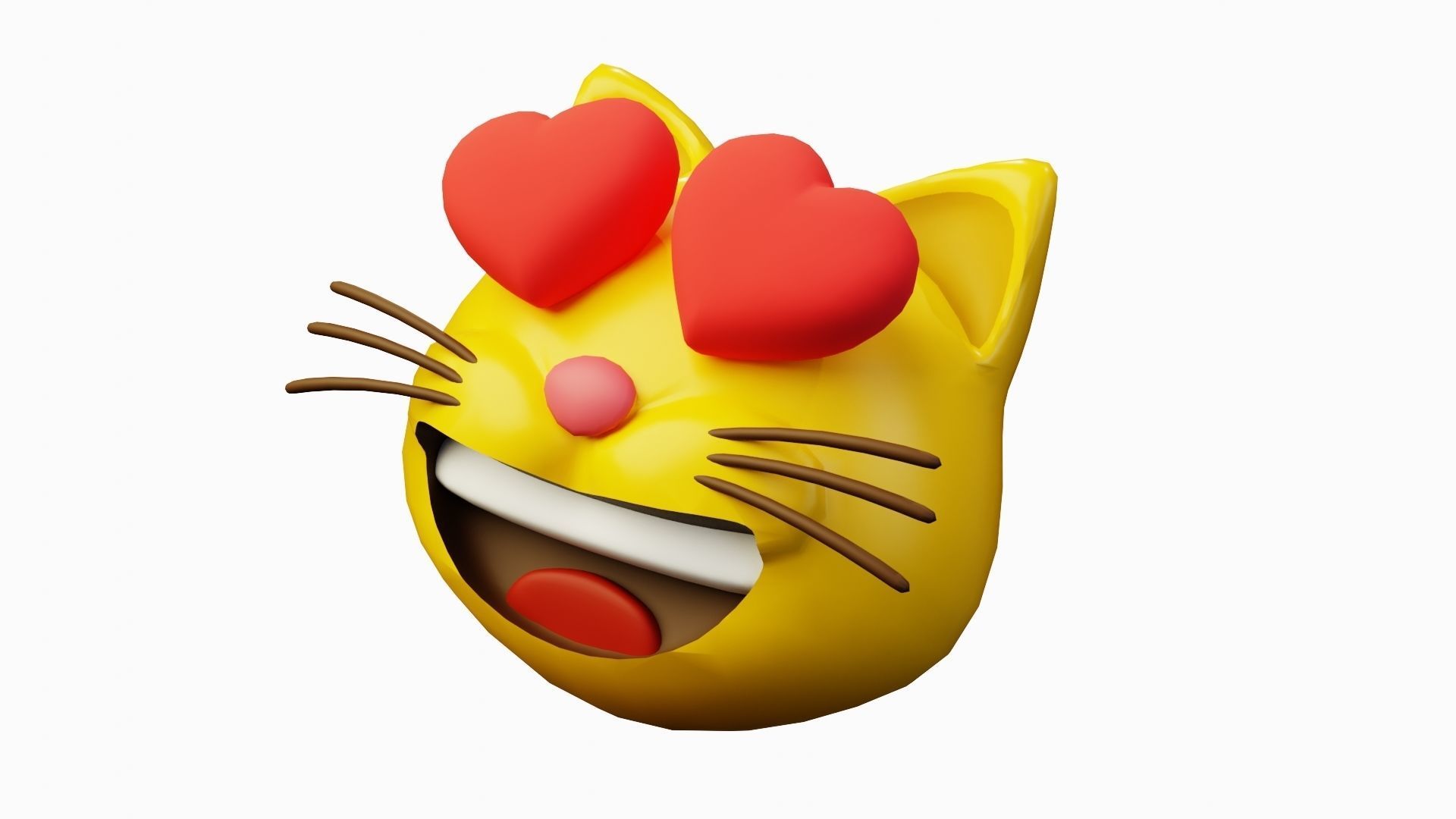 Heart eyes Cat Emoticon Emoji or Smiley 3D model_5
