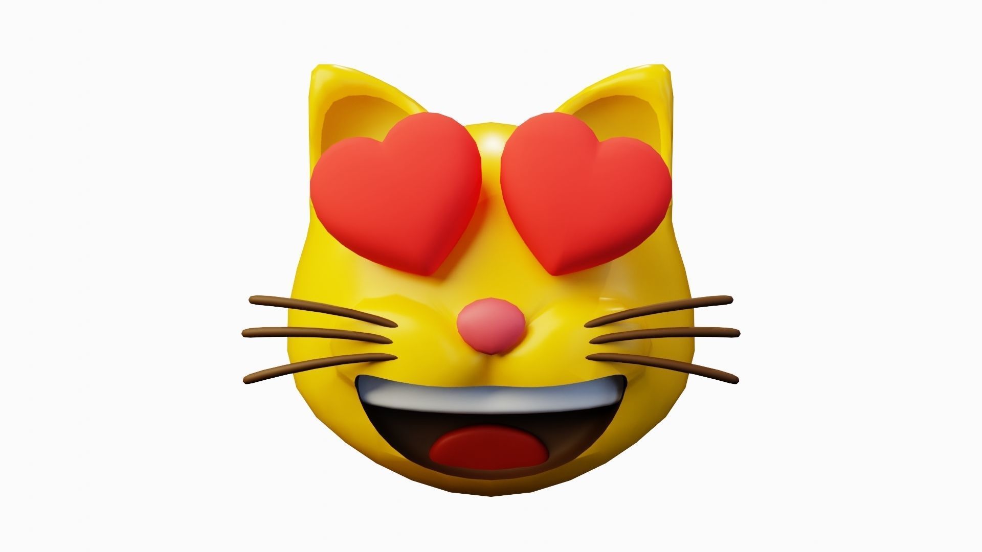 Heart eyes Cat Emoticon Emoji or Smiley 3D model_2