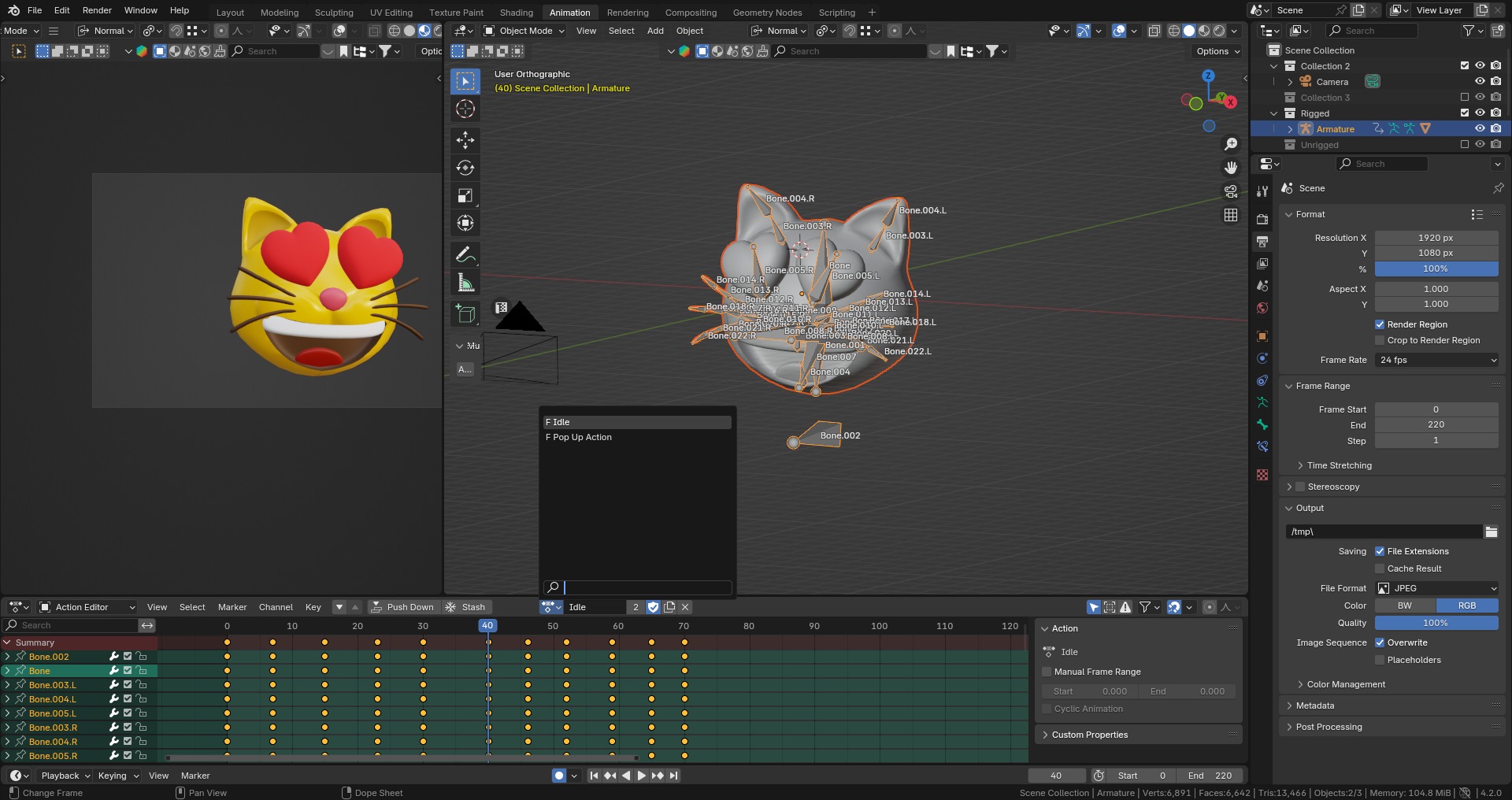Heart eyes Cat Emoticon Emoji or Smiley 3D model_9