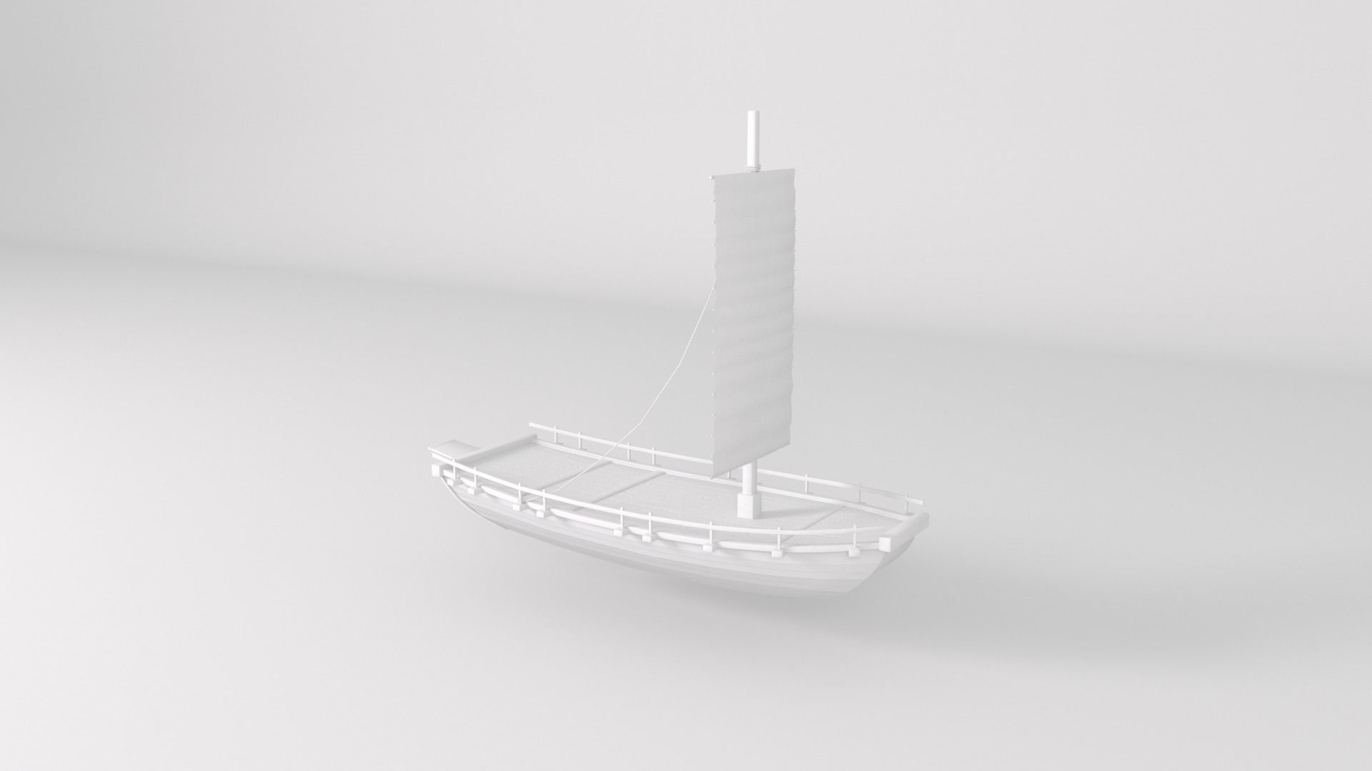 Korean Japanese Medieval Ship Set 3D model_30