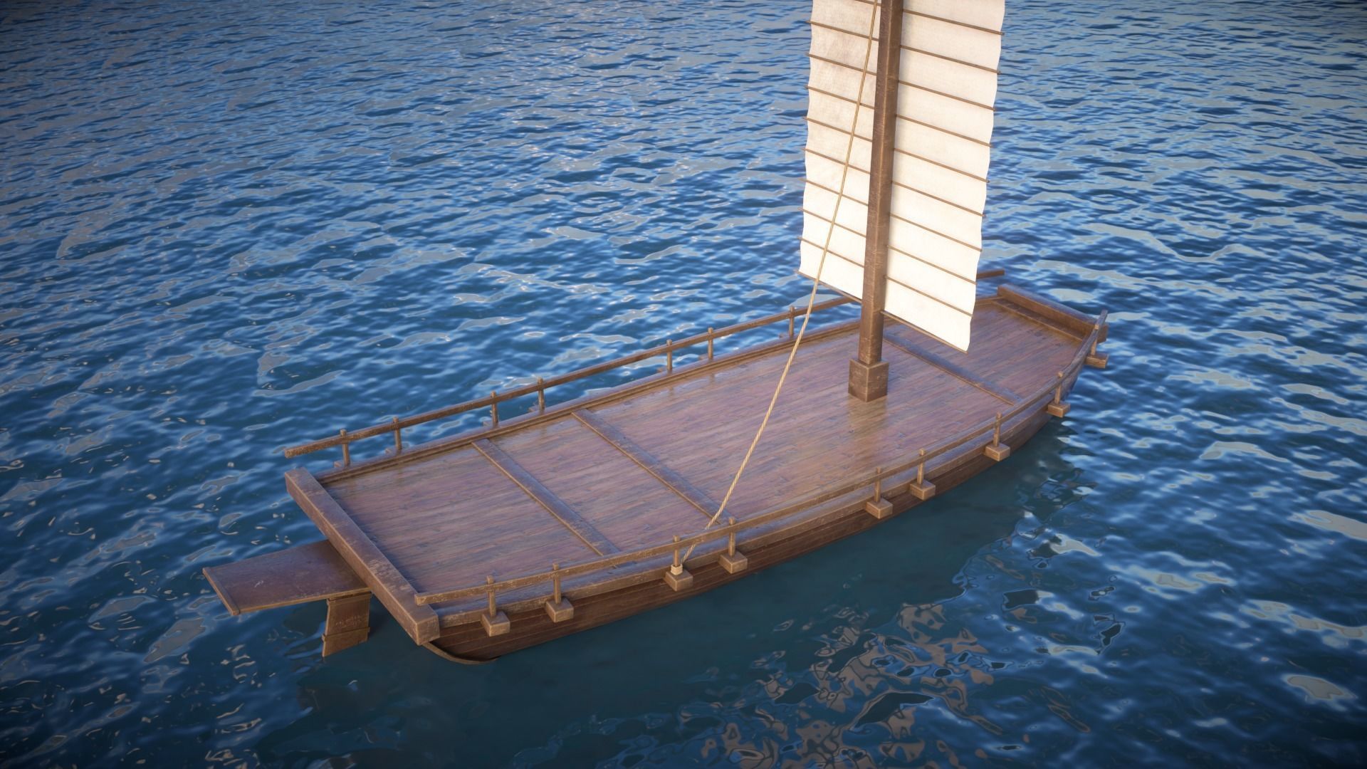 Korean Japanese Medieval Ship Set 3D model_28