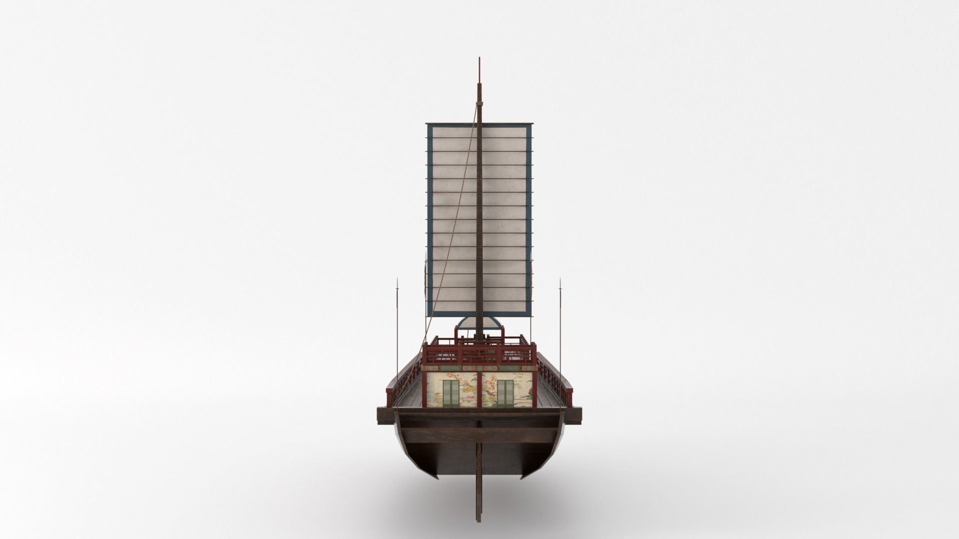Korean Japanese Medieval Ship Set 3D model_12