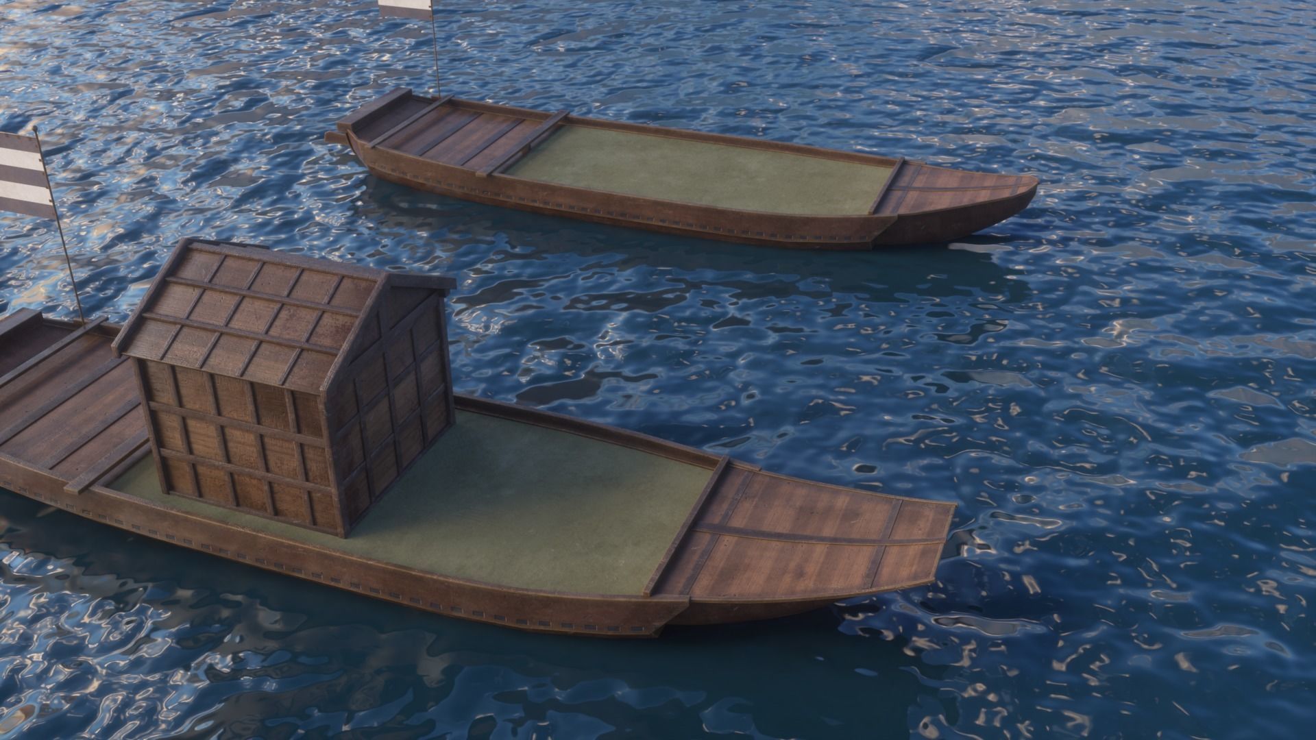 Korean Japanese Medieval Ship Set 3D model_37
