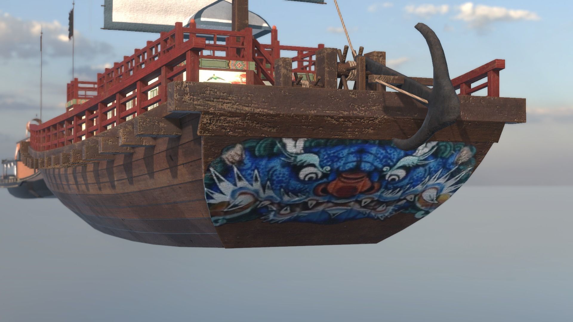 Korean Japanese Medieval Ship Set 3D model_47