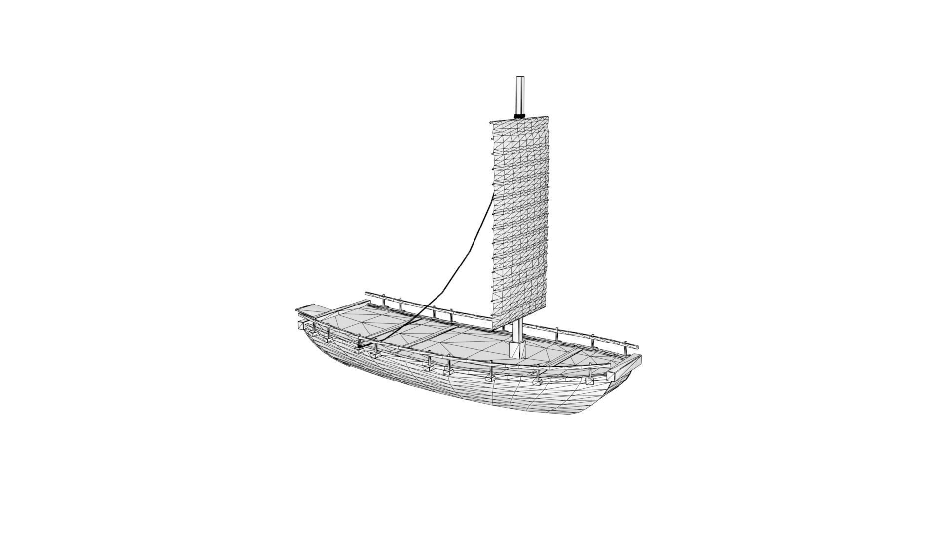 Korean Japanese Medieval Ship Set 3D model_31