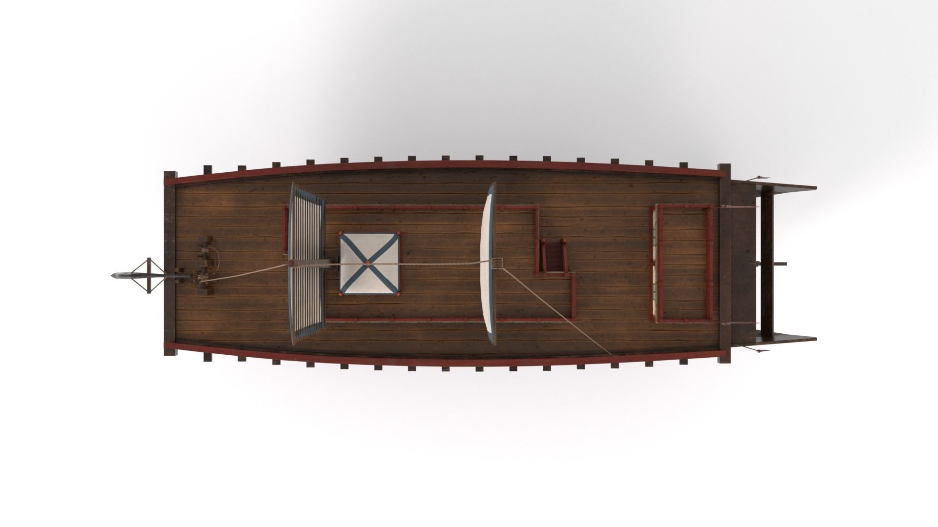 Korean Japanese Medieval Ship Set 3D model_13