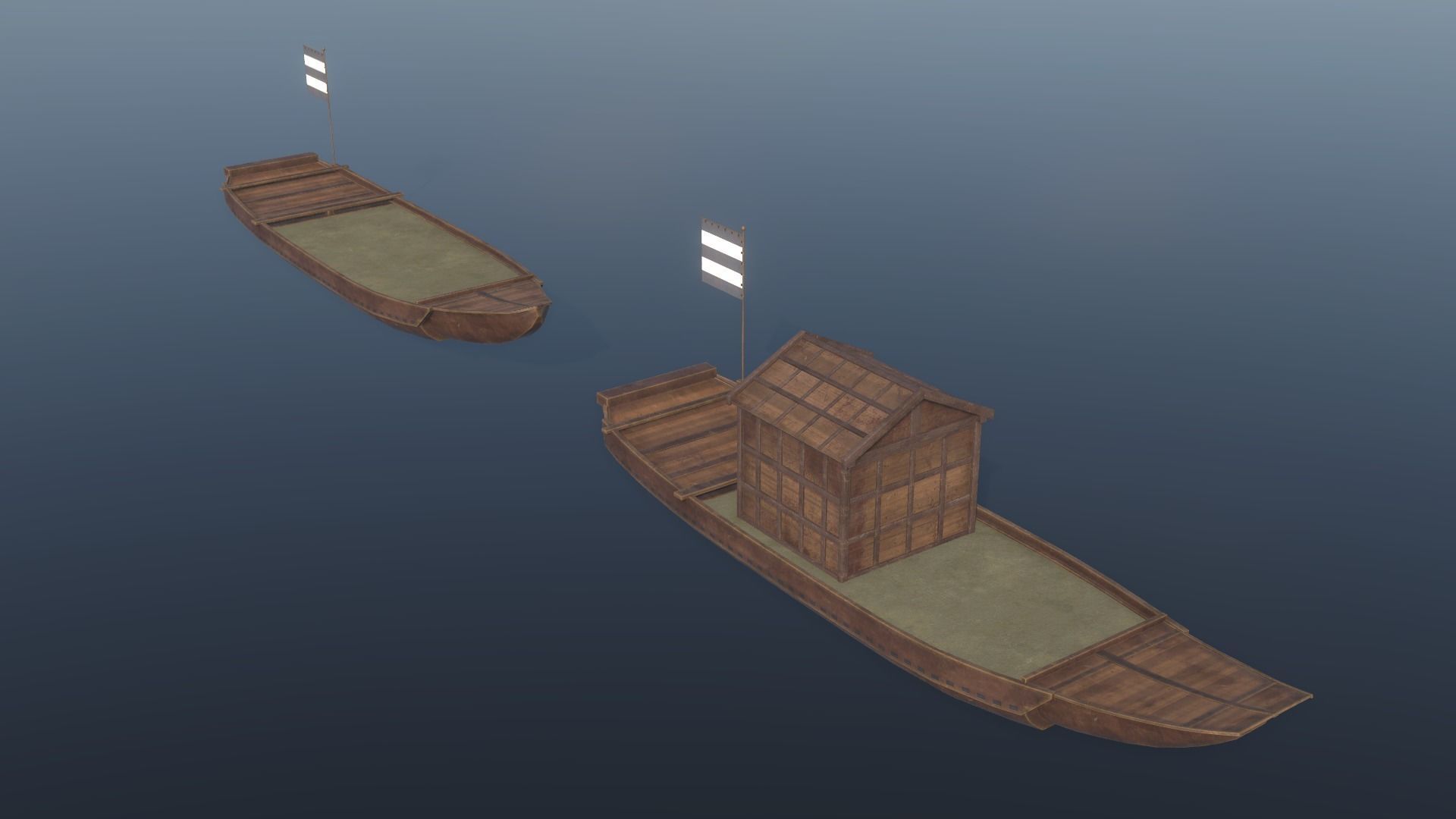 Korean Japanese Medieval Ship Set 3D model_56