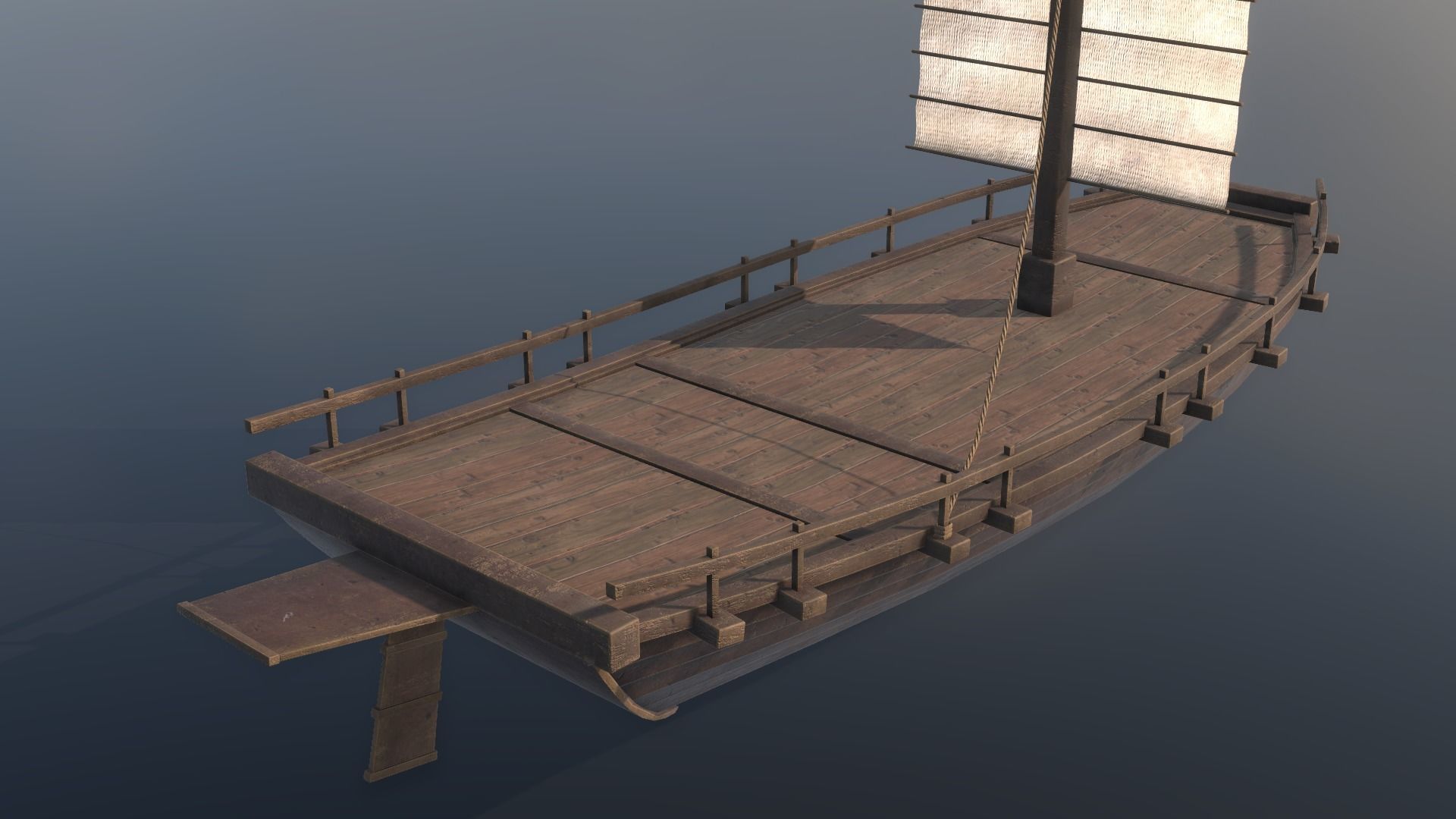 Korean Japanese Medieval Ship Set 3D model_55