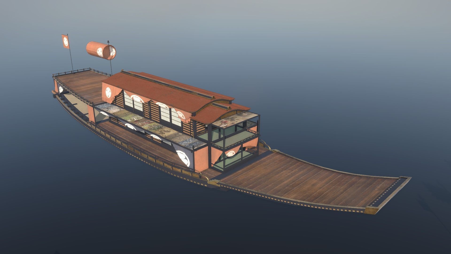 Korean Japanese Medieval Ship Set 3D model_49