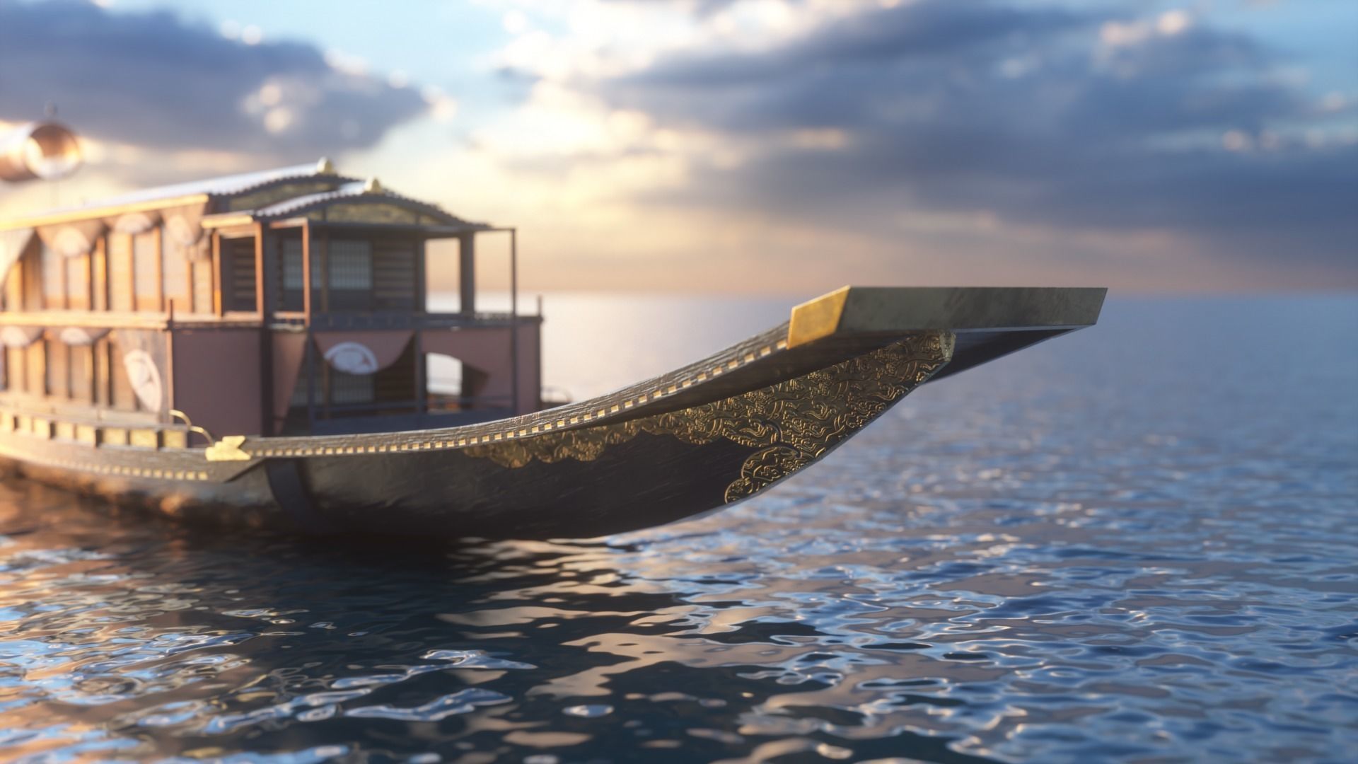 Korean Japanese Medieval Ship Set 3D model_15