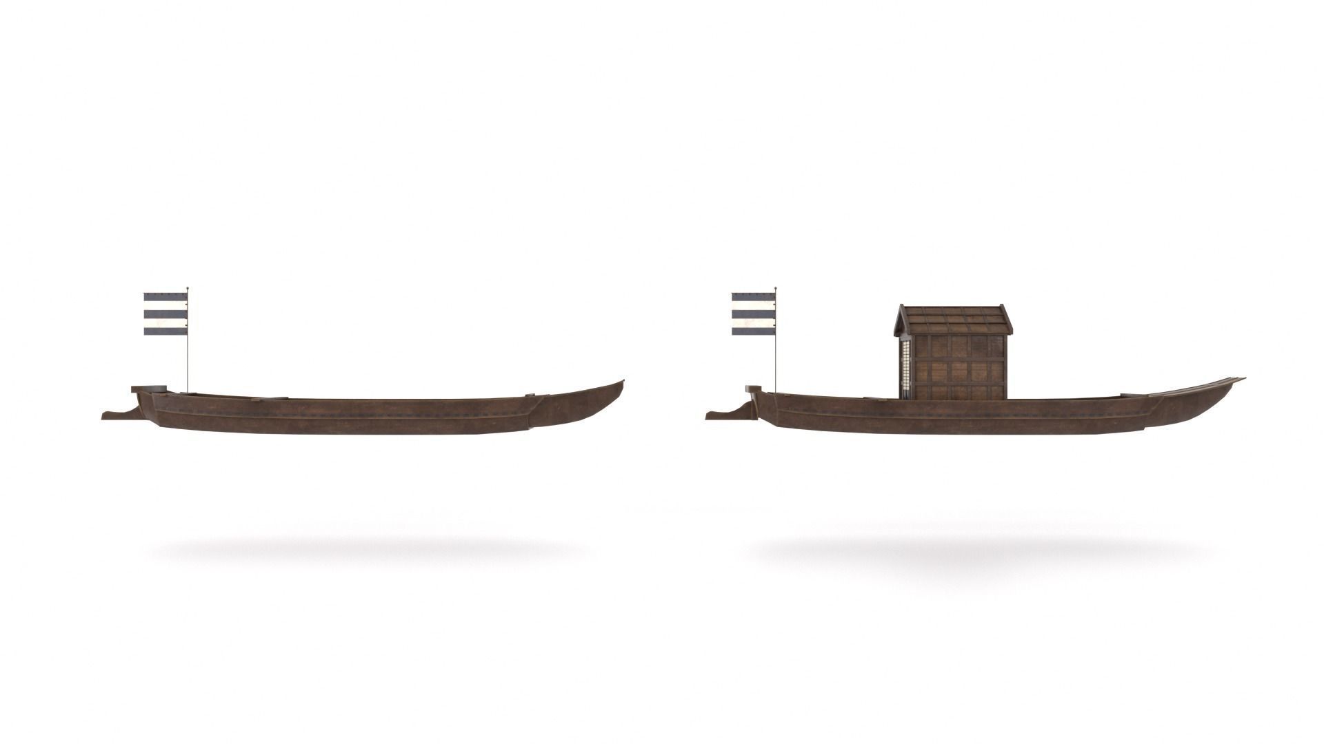 Korean Japanese Medieval Ship Set 3D model_42