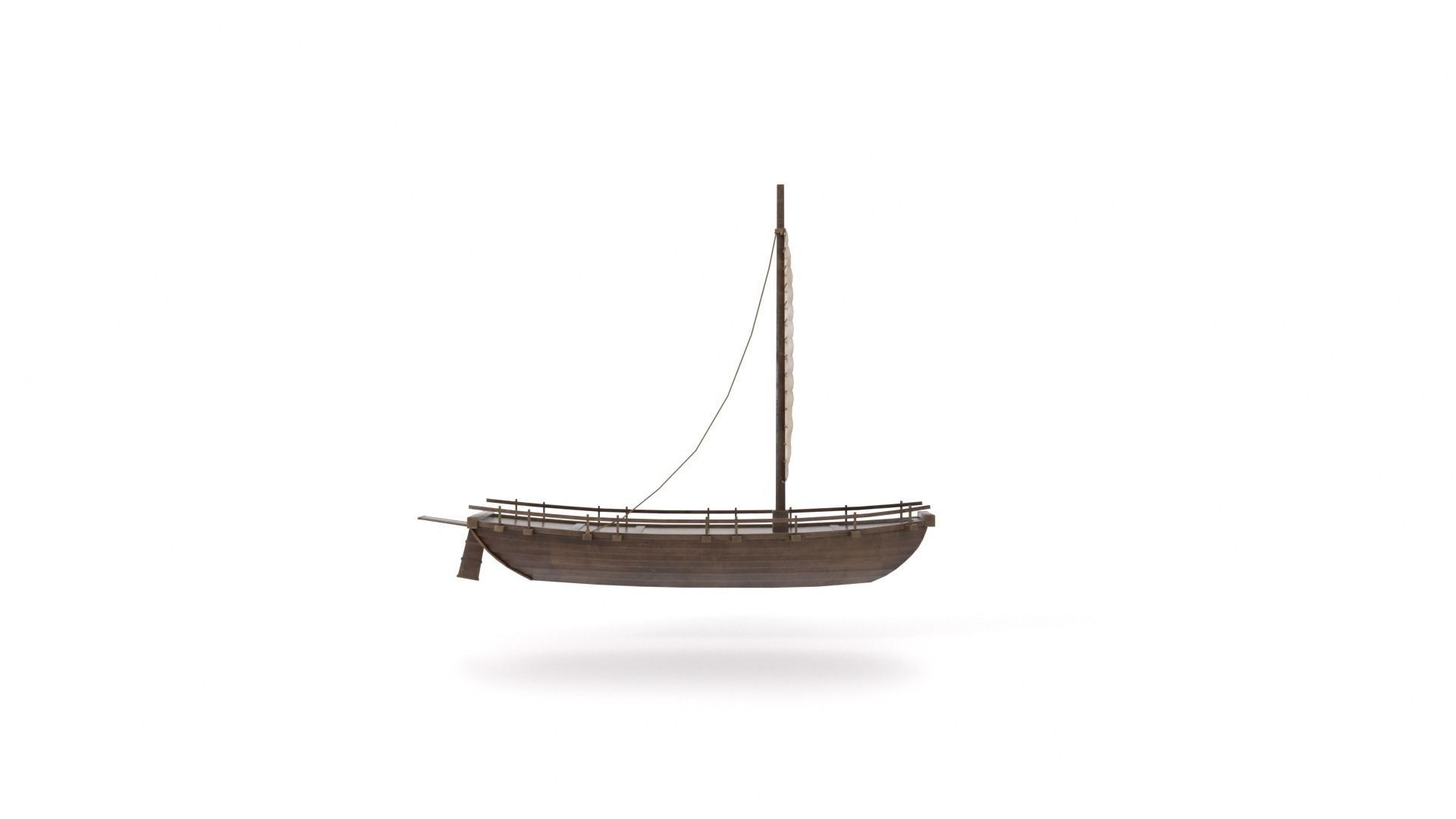Korean Japanese Medieval Ship Set 3D model_32