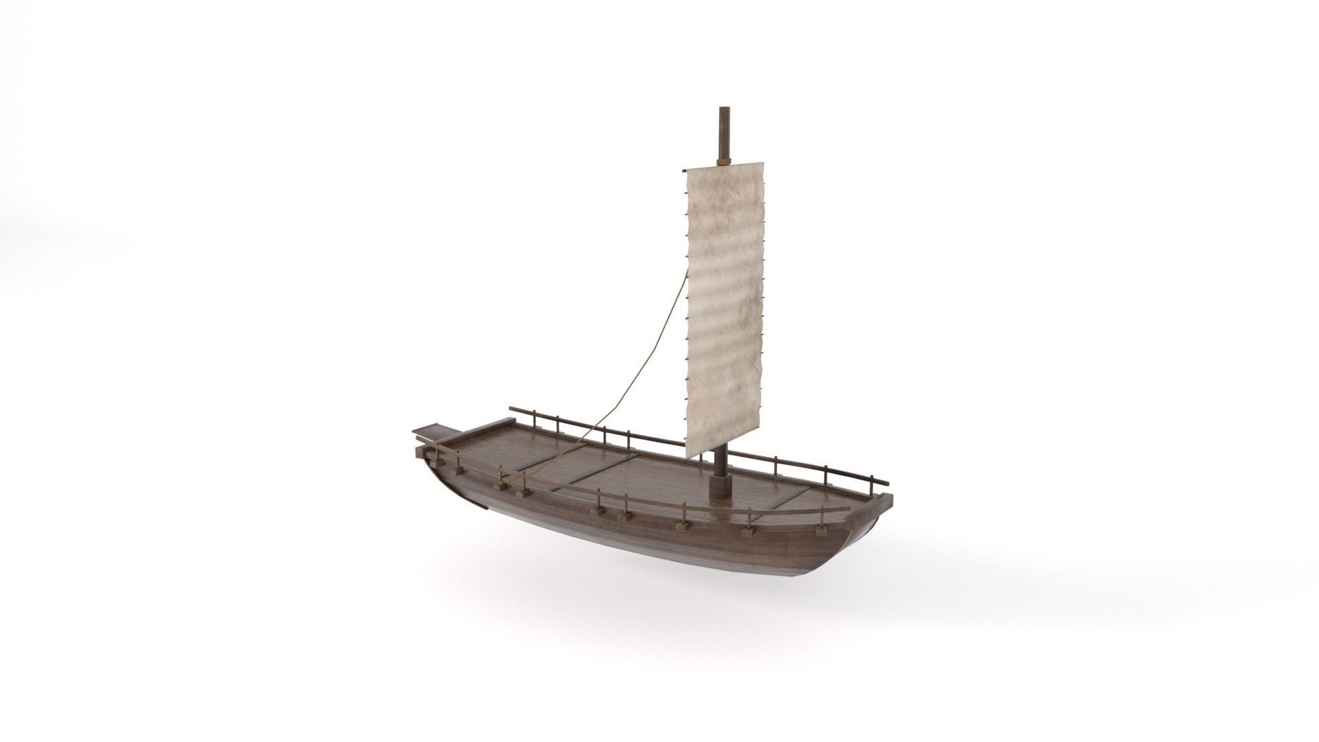 Korean Japanese Medieval Ship Set 3D model_29