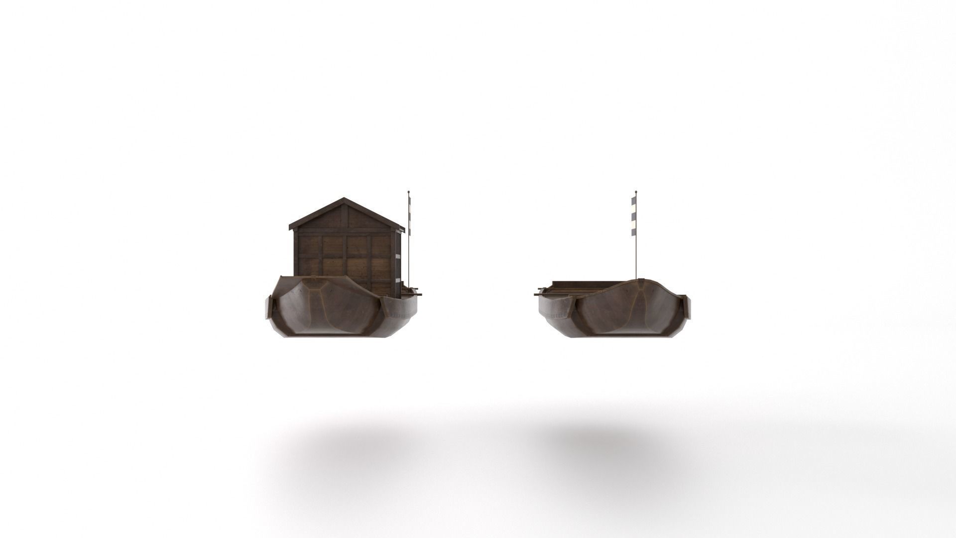 Korean Japanese Medieval Ship Set 3D model_44