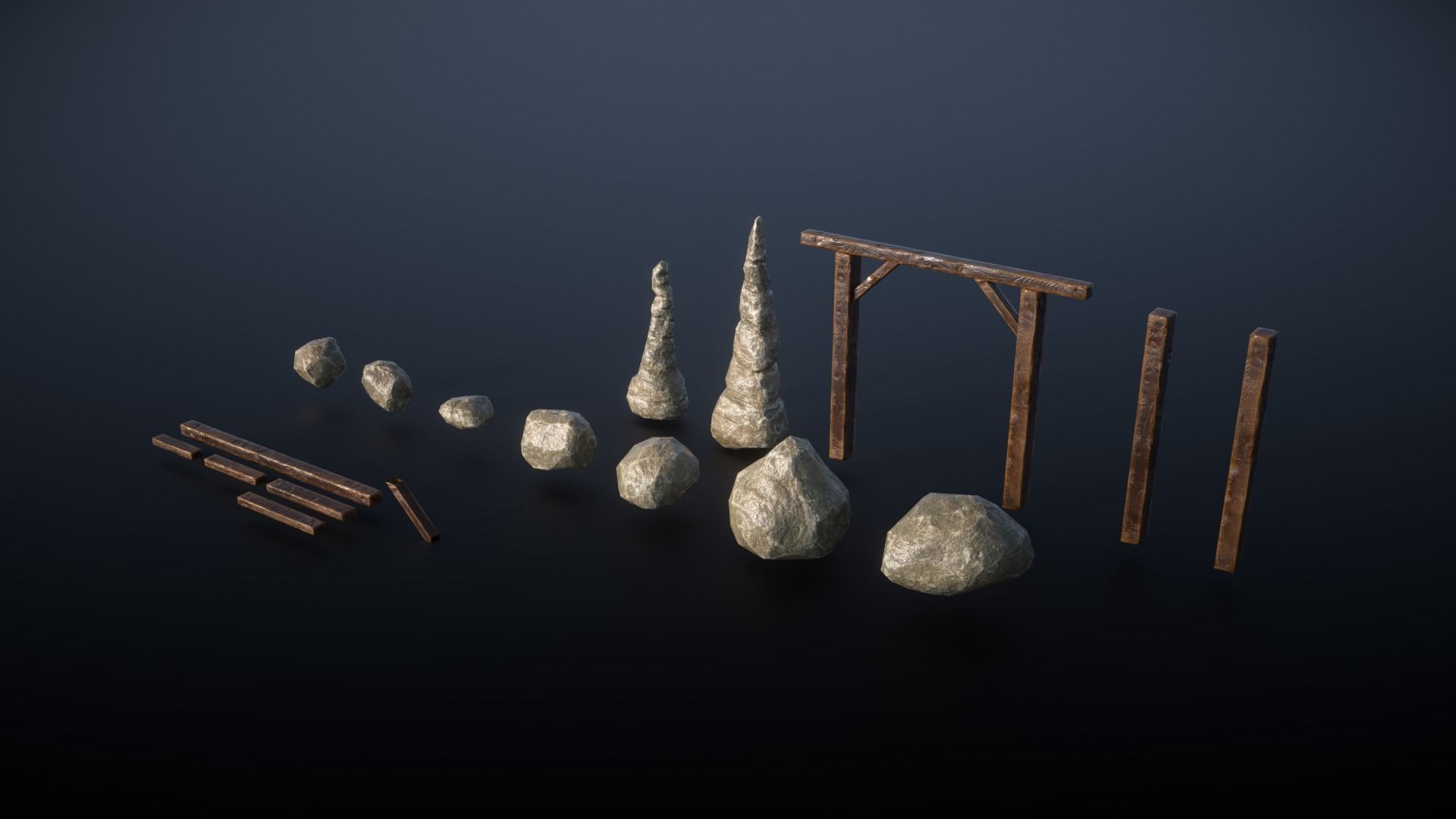 Mine Ruin Dungeon Asset Pack Low-poly 3D model_16