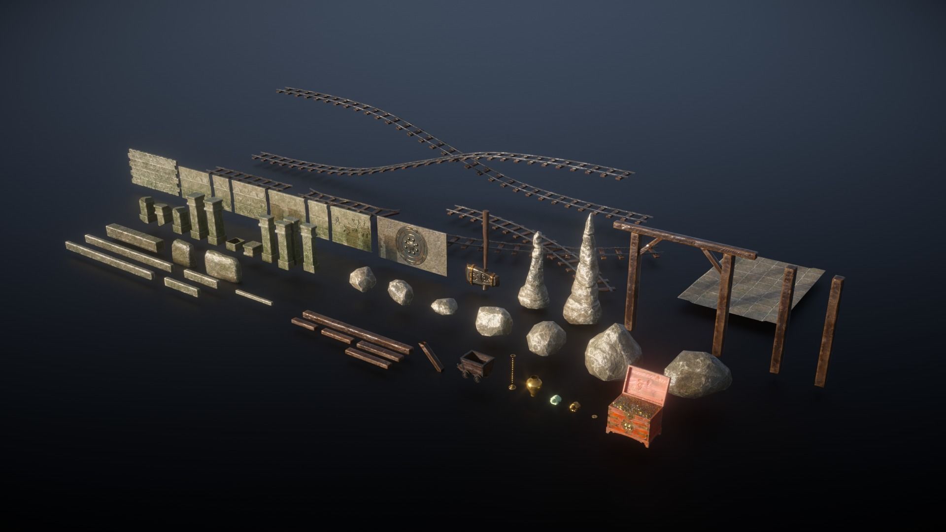 Mine Ruin Dungeon Asset Pack Low-poly 3D model_12