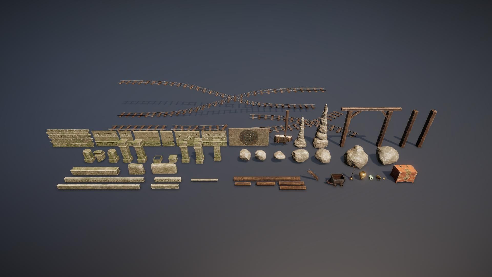 Mine Ruin Dungeon Asset Pack Low-poly 3D model_1