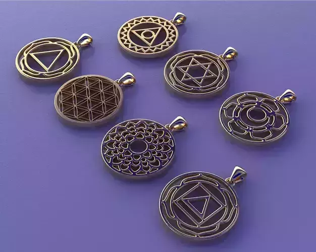 A collection of chakra pendants 3D print model