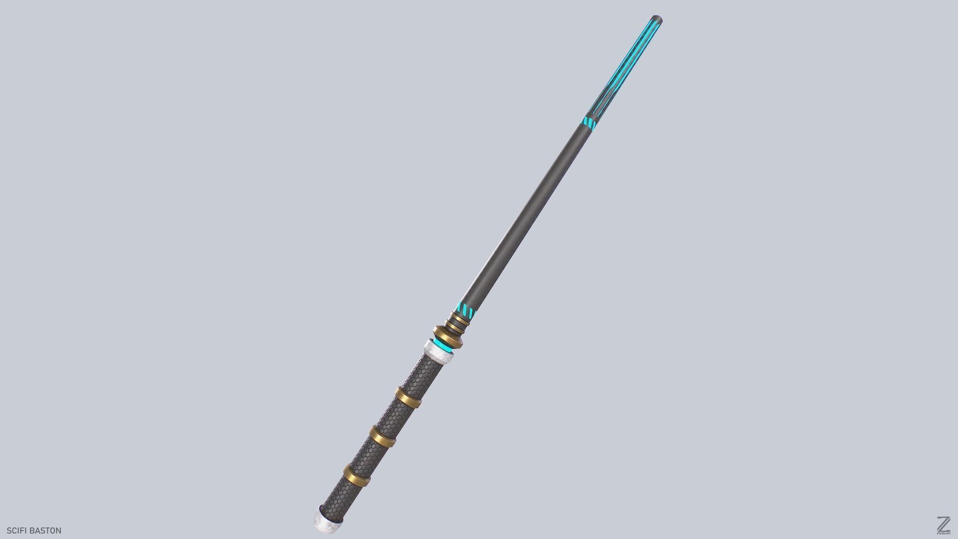 Sci fi baston Low-poly 3D model_7