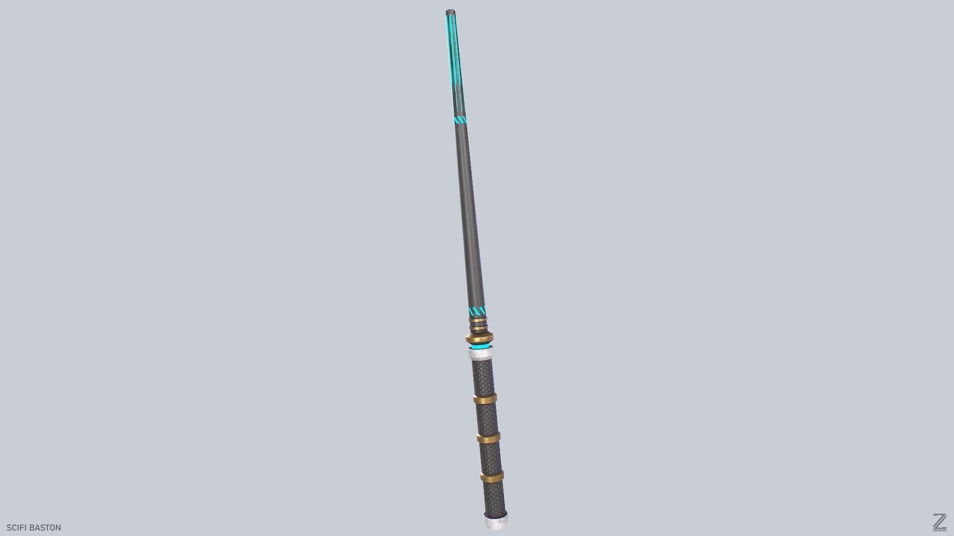 Sci fi baston Low-poly 3D model_8