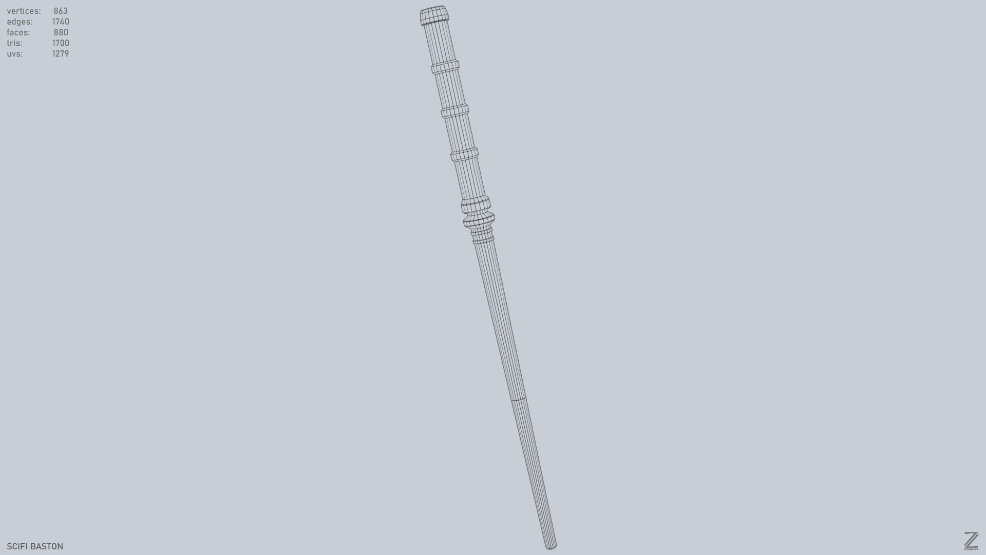 Sci fi baston Low-poly 3D model_4