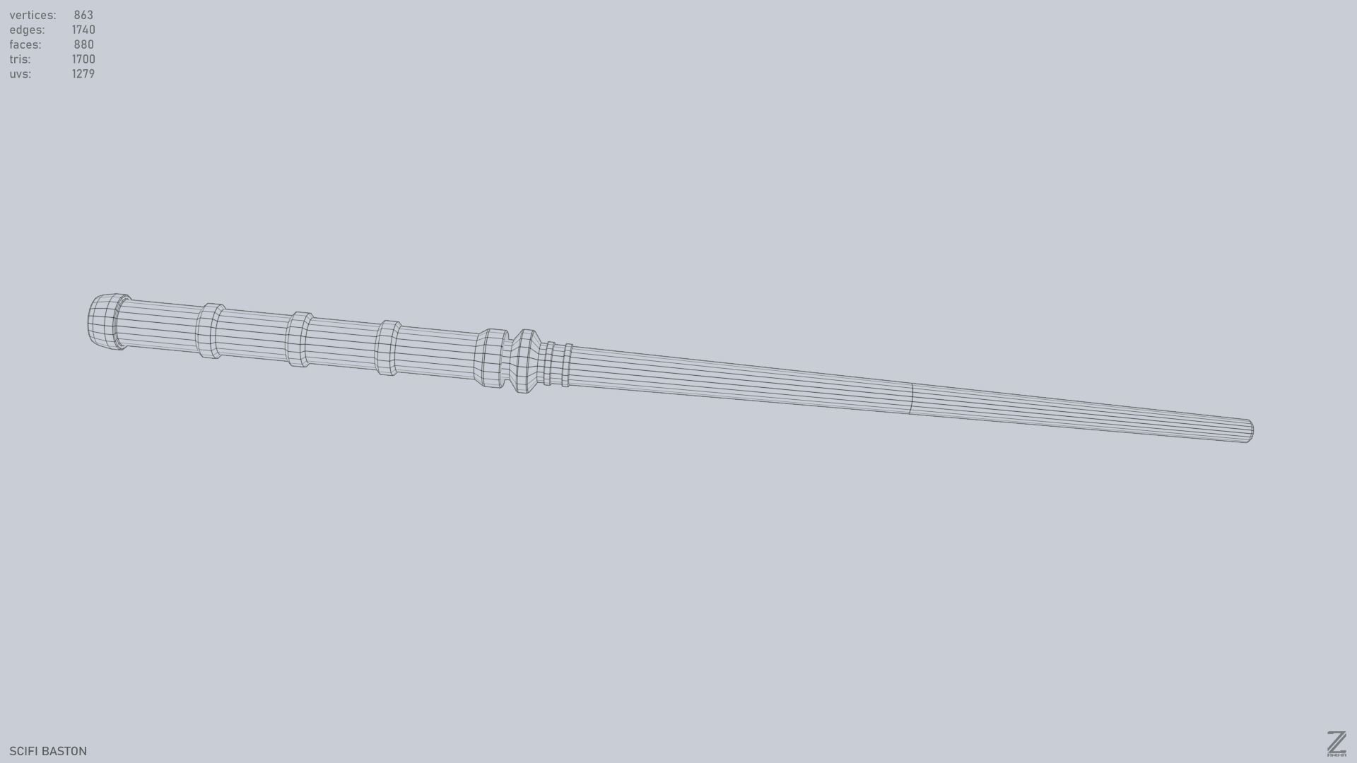 Sci fi baston Low-poly 3D model_13