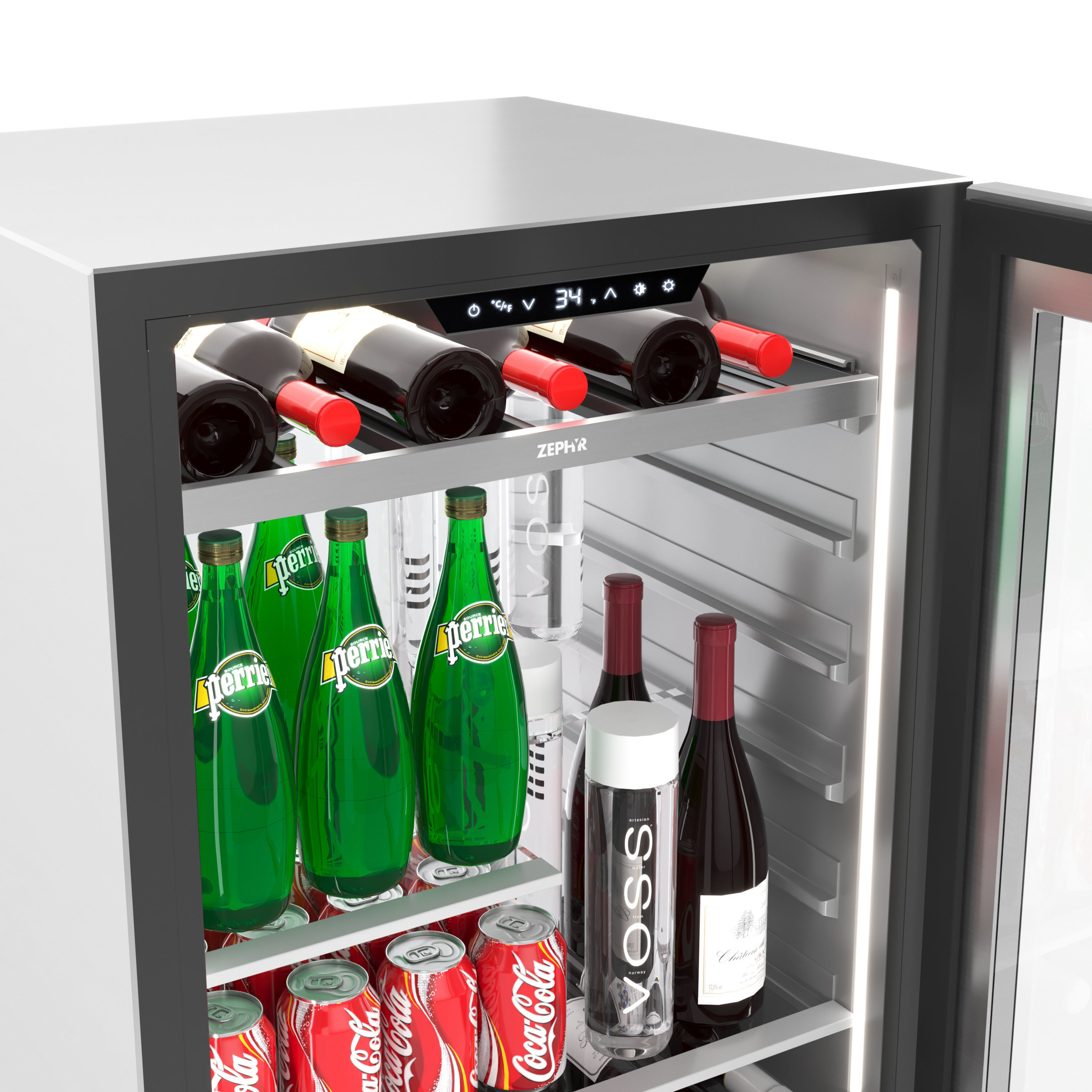 Zephyr Single Zone Beverage Cooler 3D model_2