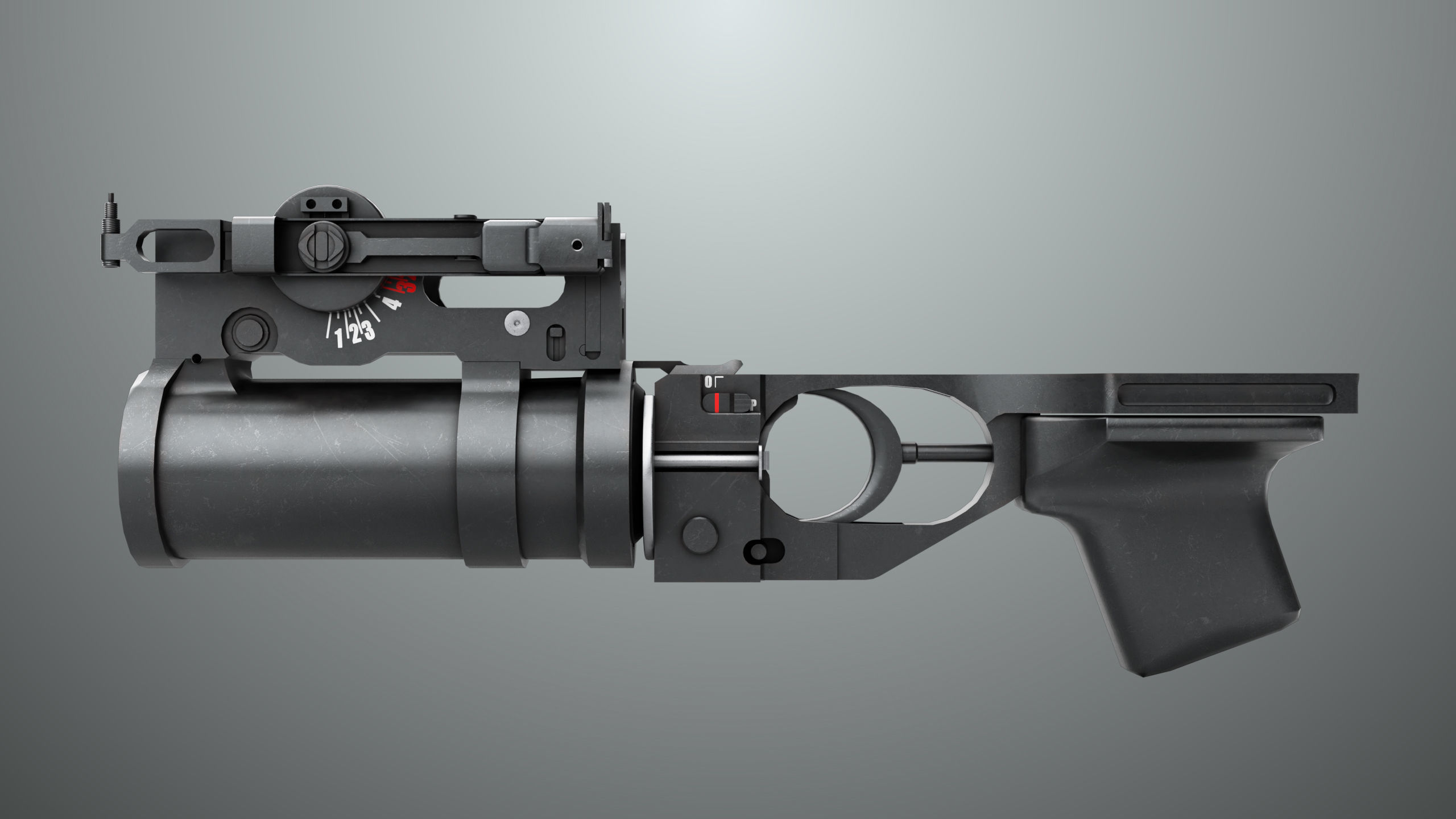 Grenade Launcher 03 Black Generic All PBR Unity UE Textures Low-poly 3D model_1
