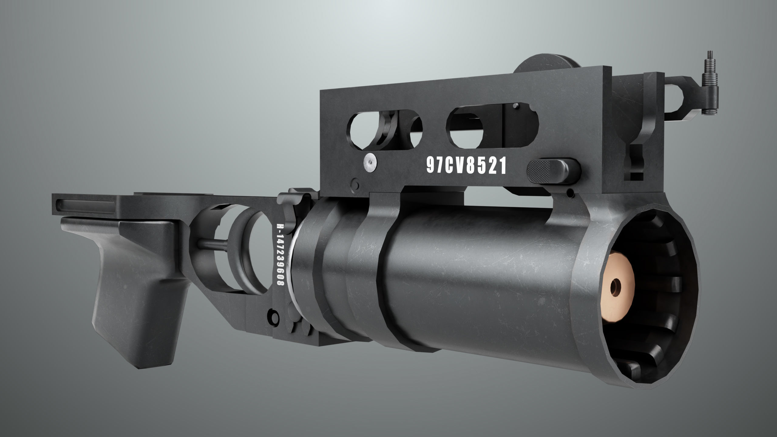 Grenade Launcher 03 Black Generic All PBR Unity UE Textures Low-poly 3D model_9