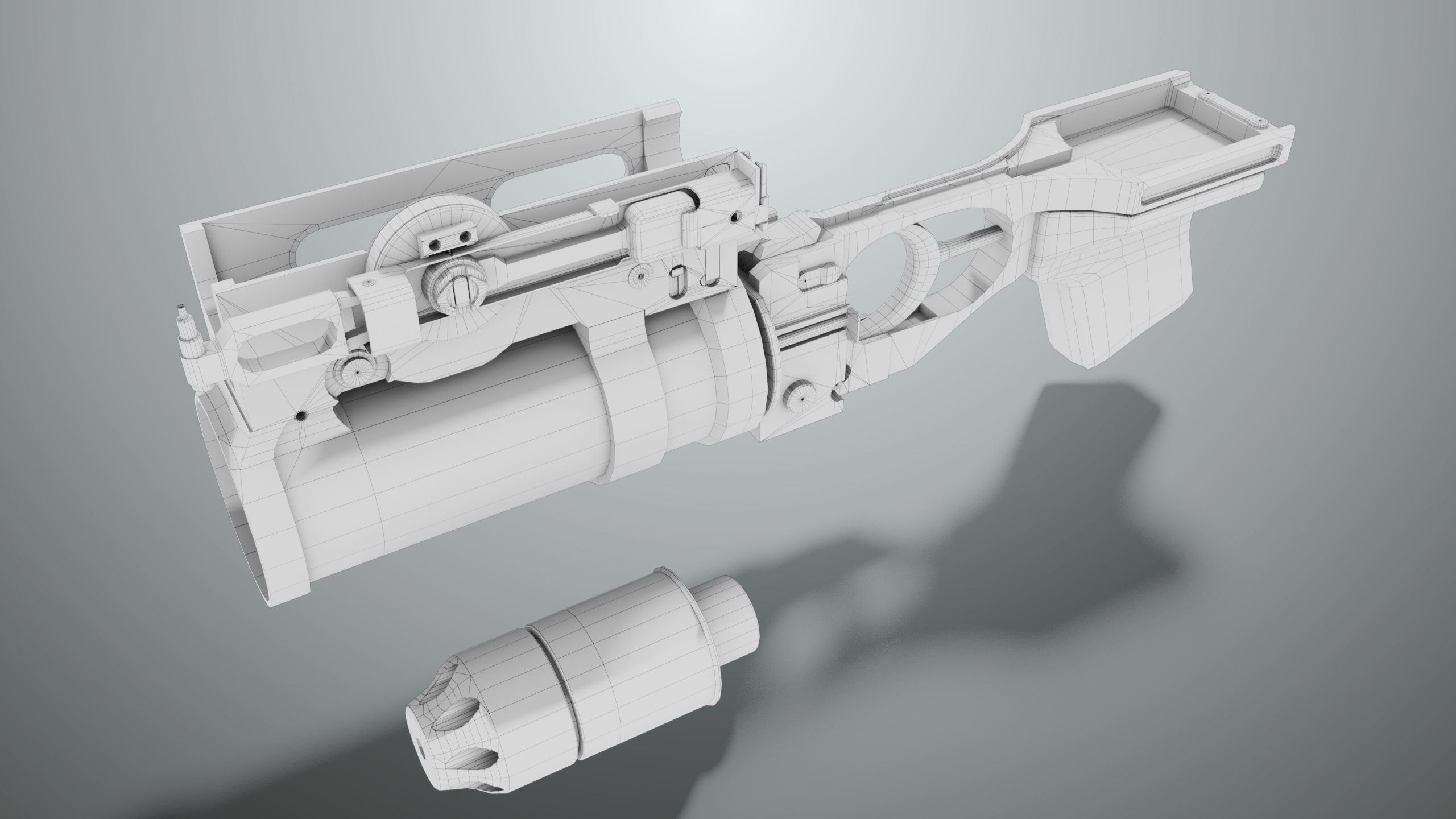 Grenade Launcher 03 Black Generic All PBR Unity UE Textures Low-poly 3D model_36