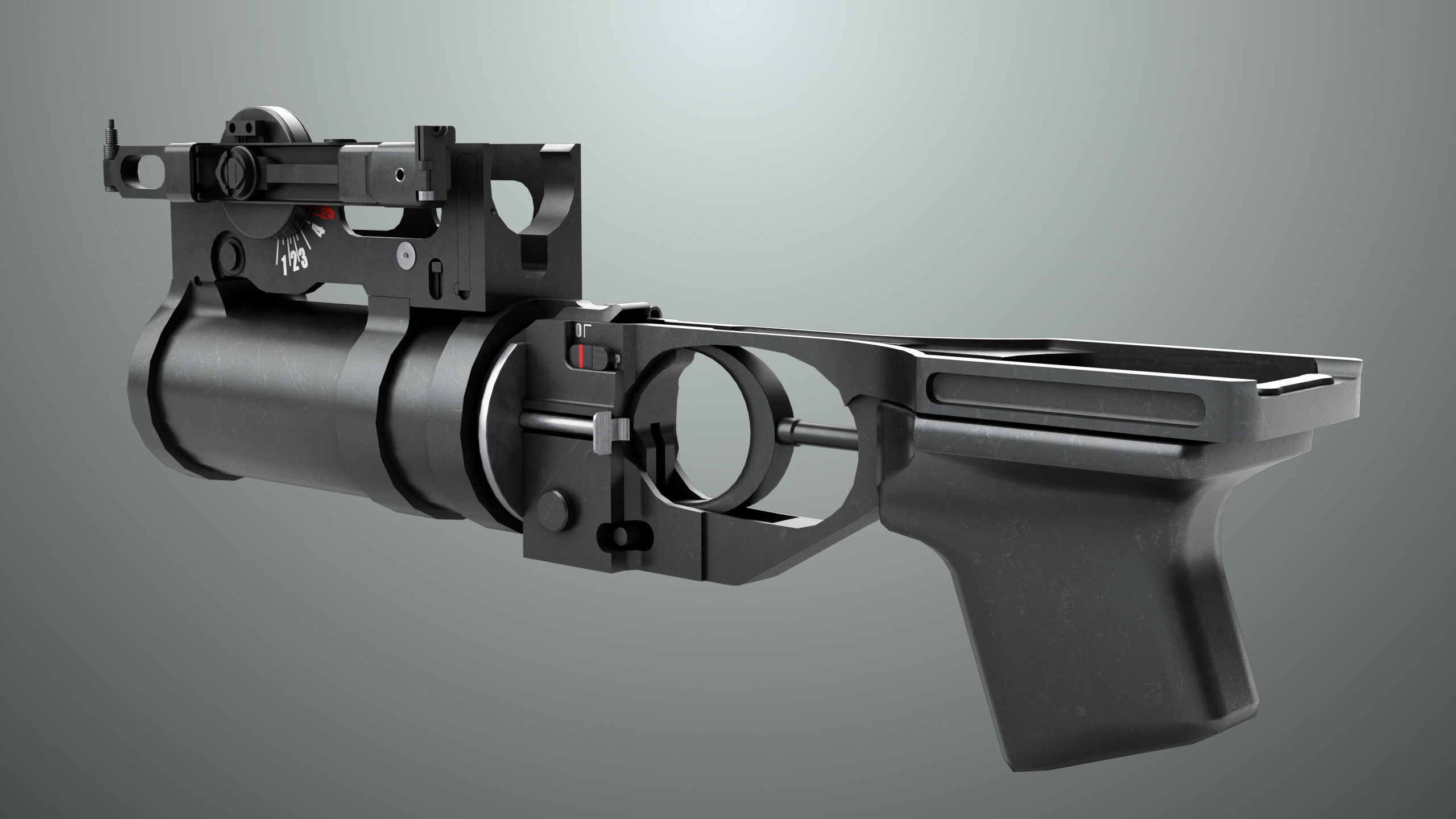 Grenade Launcher 03 Black Generic All PBR Unity UE Textures Low-poly 3D model_3