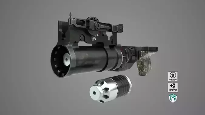 Grenade Launcher 03 Military Green Generic PBR Low-poly 3D model