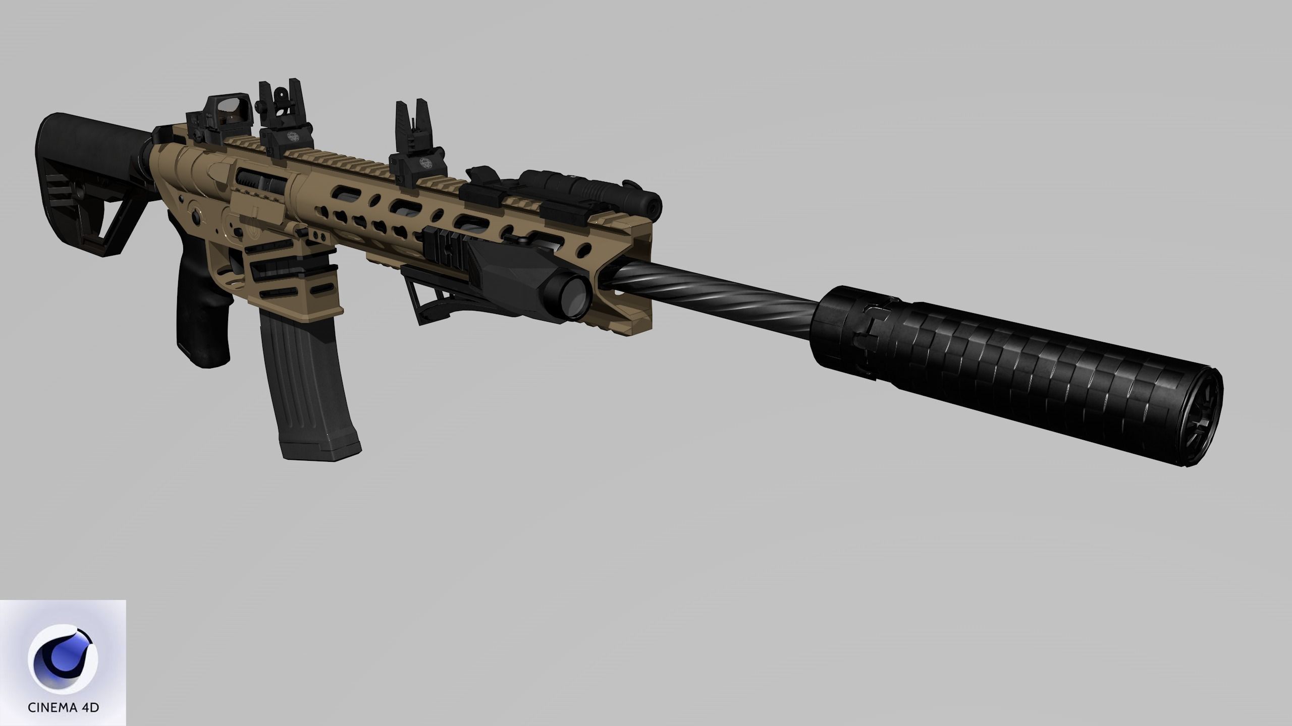 Assault Rifle 2 Low-poly 3D model_23