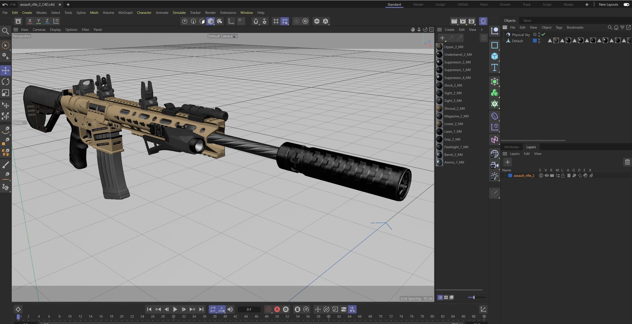 Assault Rifle 2 Low-poly 3D model_24